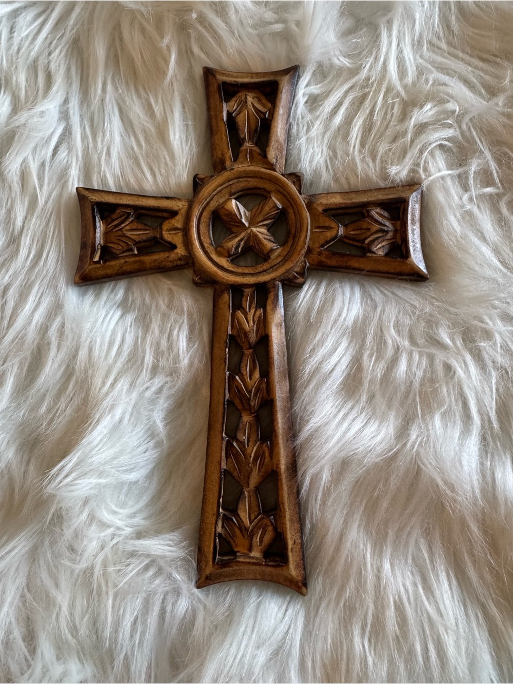 Vintage wooden cross, Celtic style